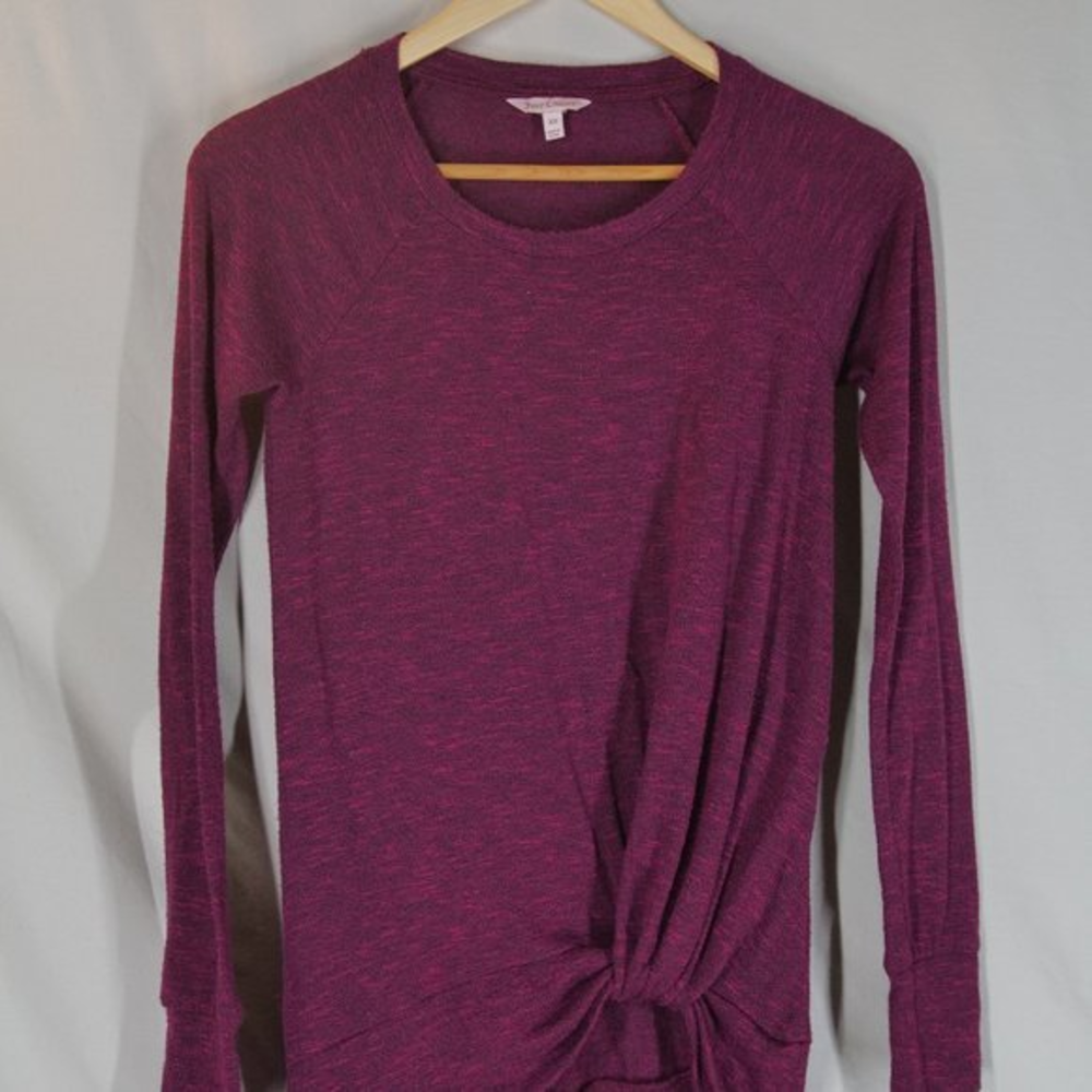 Juicy Couture Shirt Women's XS Long Sleeve Shirt Wine‎ color knotted